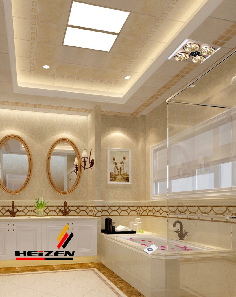 hình ảnh thực tế Đèn sưởi nhà tắm âm trần 4 bóng có điều khiển – HE9