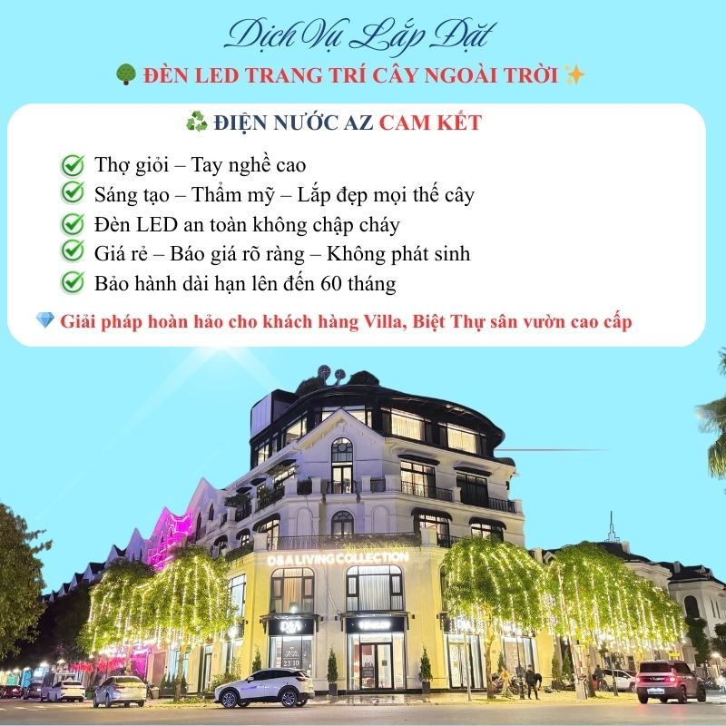 Lắp Đèn Led Cây Xanh Dịch vụ lắp đặt đèn trang trí cây ngoài trời